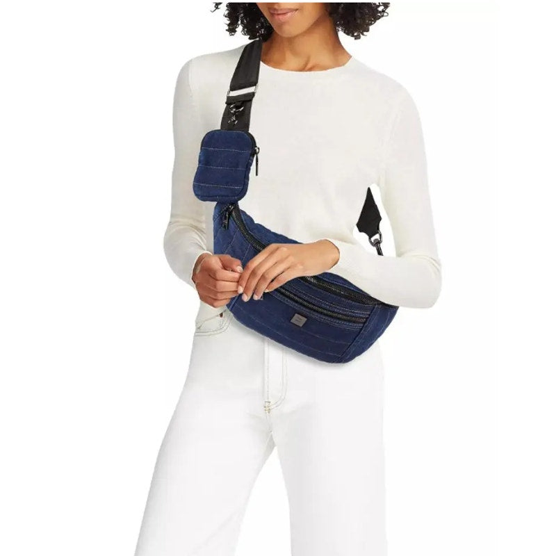 THINK ROYLN Sister Sling Denim Crossbody Bag Blue Stone Washed NWT