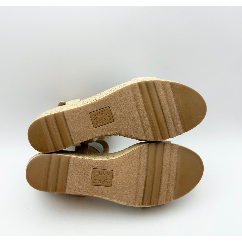 Naturalizer Women's Stella 2 Espadrille Wedge Sandals Size 8 M Beige Leather NIB