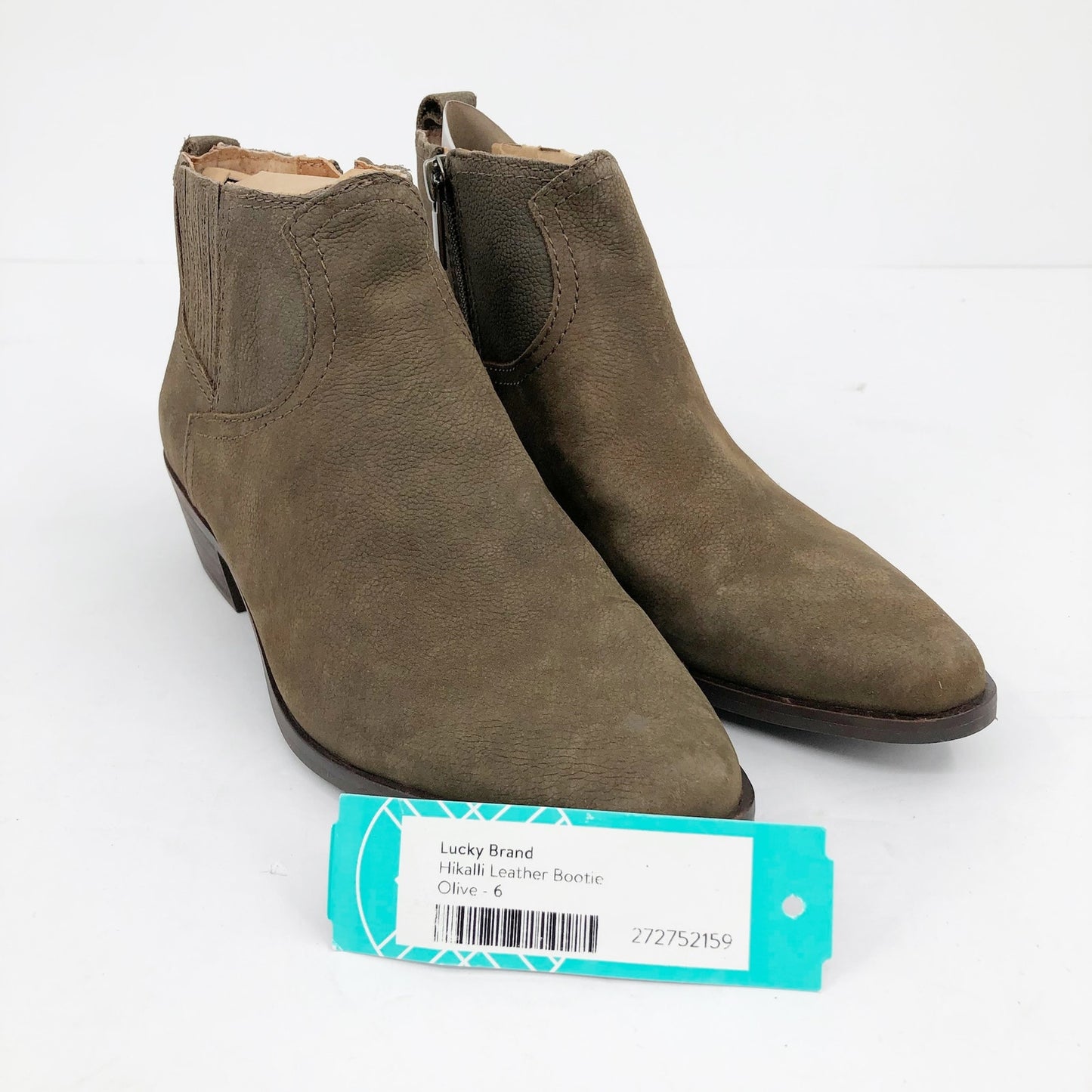 LUCKY BRAND Womens Hikalli Ankle Bootie 6 Olive Green Brown Boot Leather NWOB