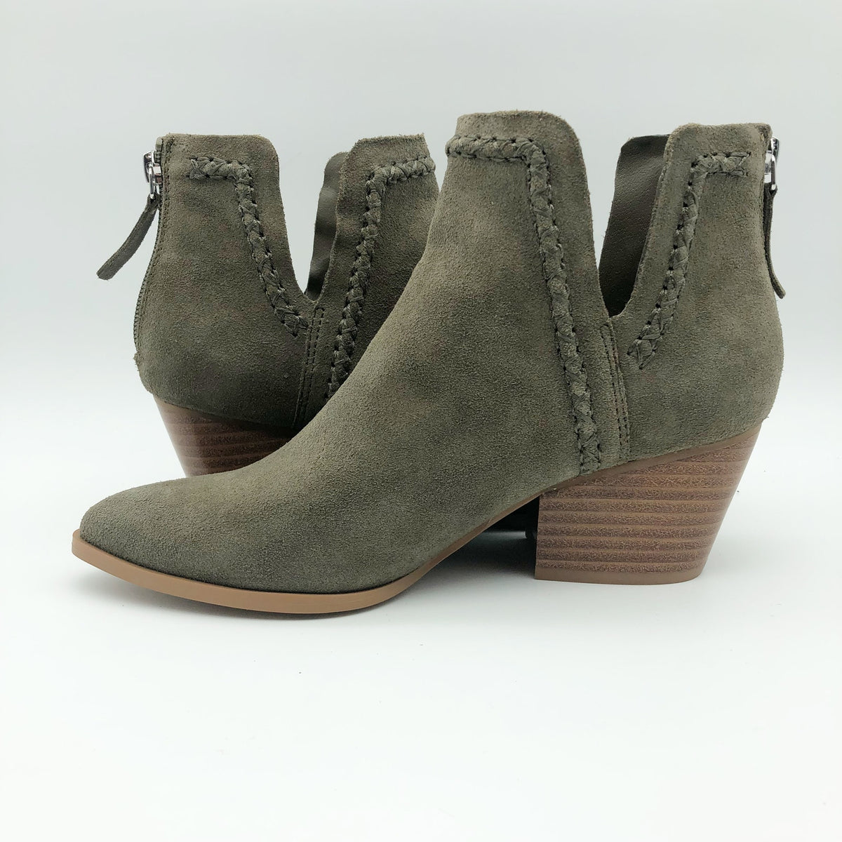 Dolce Vita Womens Dylan Ankle Booties Size 6 Green Textured Heel Suede NWOB