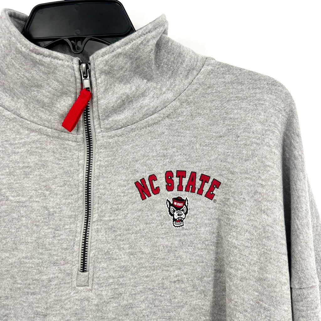 COLOSSEUM Womens NC State Quarter-Zip Fleece Sweatshirt Large Heather Grey NWT
