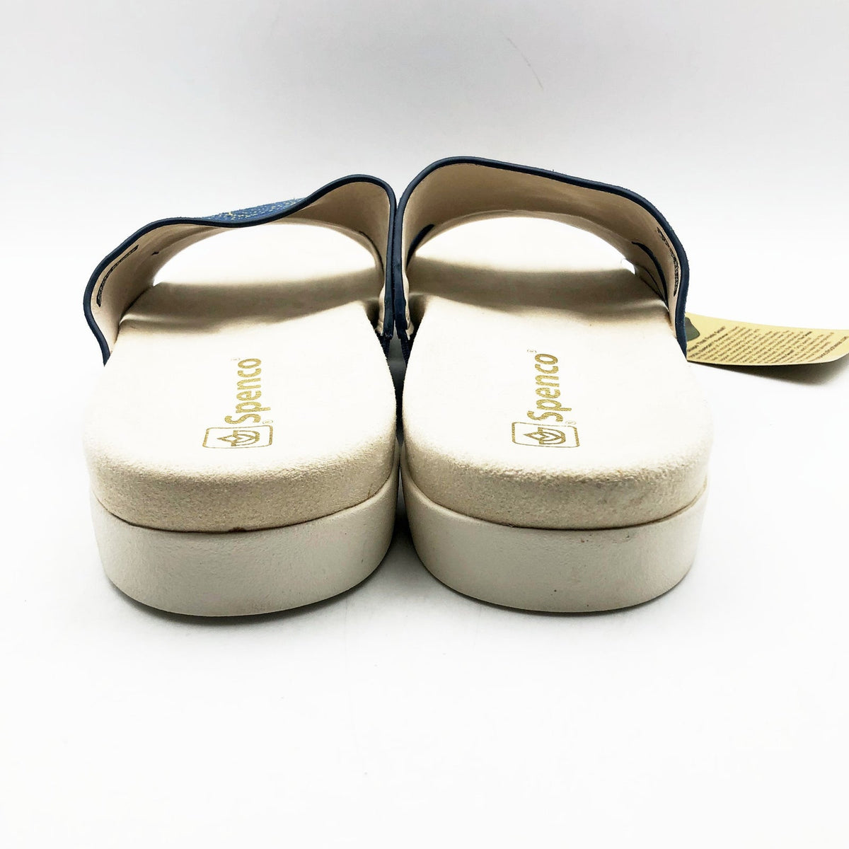 Spenco Womens Twilight Ellie Slide Sandal Size 9.5 WIDE Blue Peacoat Leather NIB