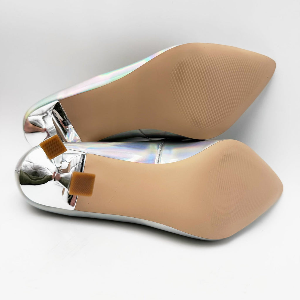 Steve Madden Womens Salza Pointed Toe Pumps Size 8.5 Silver Iridescent NWOB