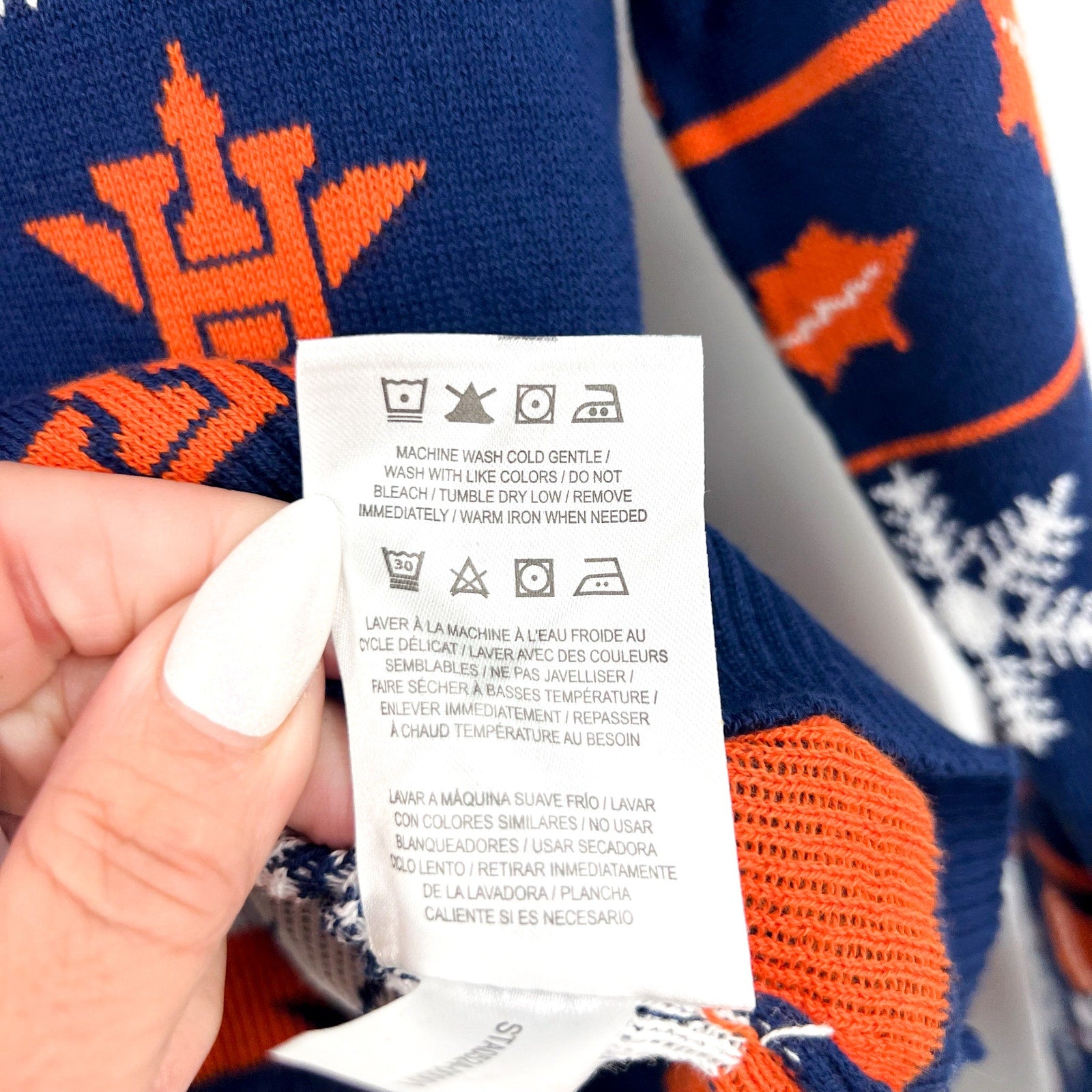 MLB GENUINE MERCHANDISE Womens Houston Astros H Snowflake Sweater Small Navy NWT