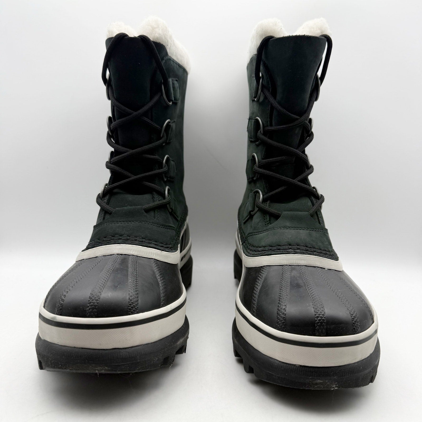 SOREL Womens Caribou Boots US 7.5 Black Stone Leather Insulated Waterproof NWOB
