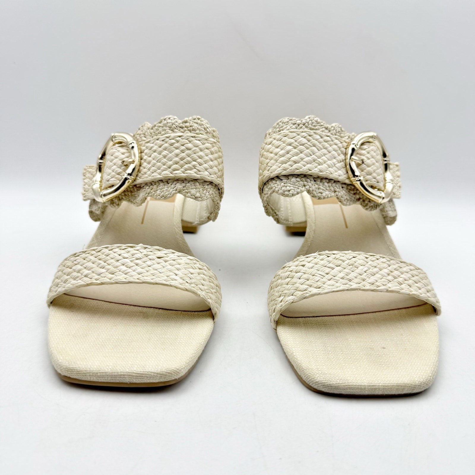 Dolce Vita Womens Zophy Heeled Sandals Size 9.5 Ivory Cream Raffia NWOB