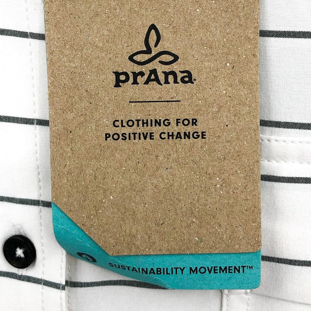 PRANA Womens Railay Tunic Top XL White Stripe Long Sleeve Button Up UPF 50+ NWT