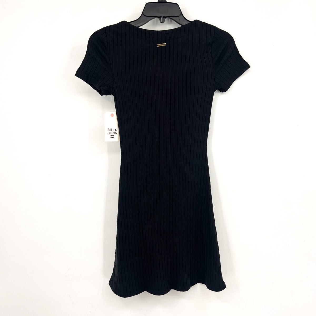 BILLABONG Juniors On With It Mini Button Dress XS Black Short Sleeve NWT