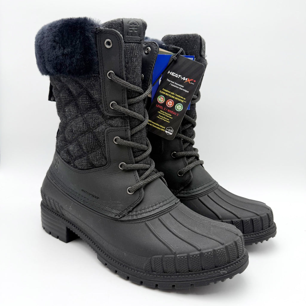 Kamik Womens Sienna Cuff 2 Winter Boots US 9 EU 40 Black Leather Fur NIB