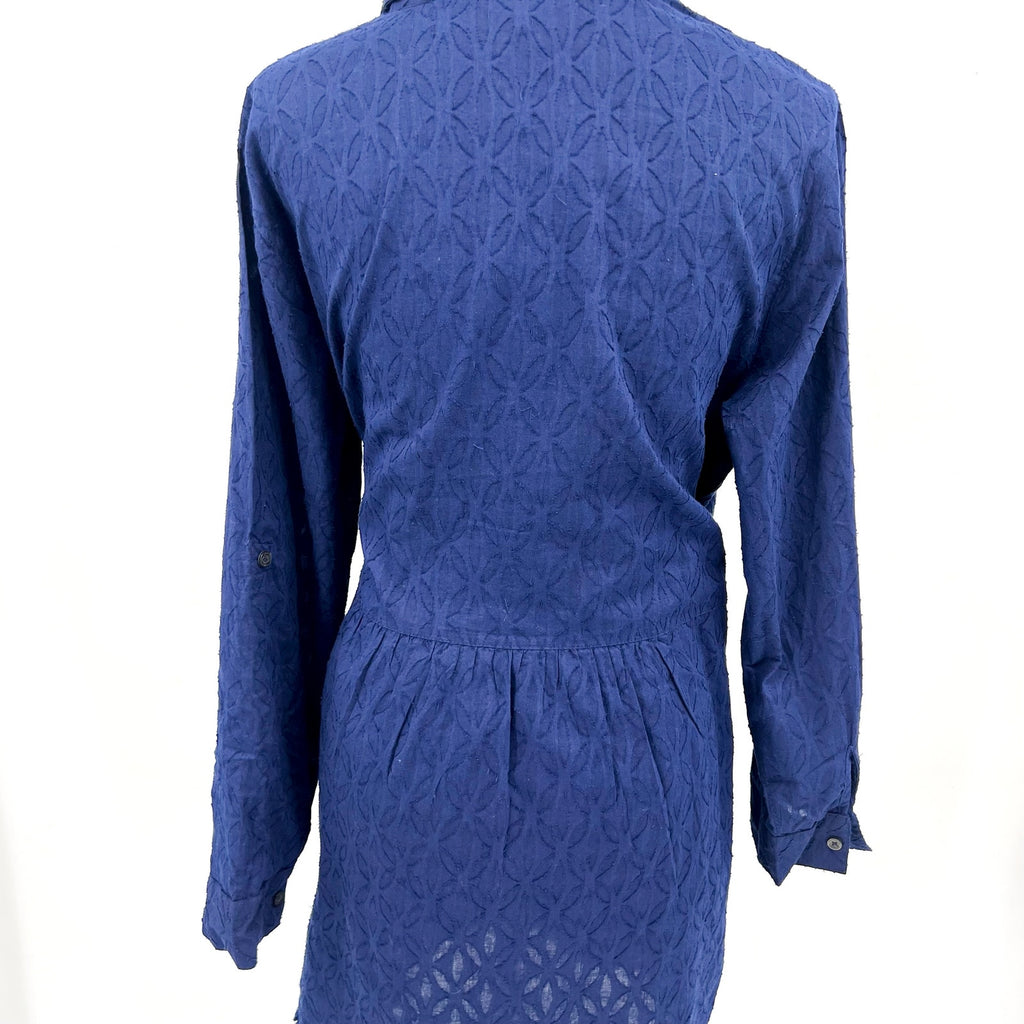 TOMMY BAHAMA Jacquard Boyfriend Cover Up Shirt XL Mare Navy Blue Cotton Clip NWT