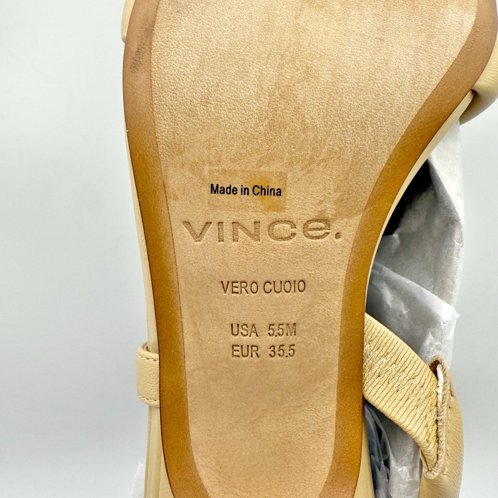 Vince Womens Coline Sandal Heel US 5.5M EU 35.5 Tan Nude Leather NIB
