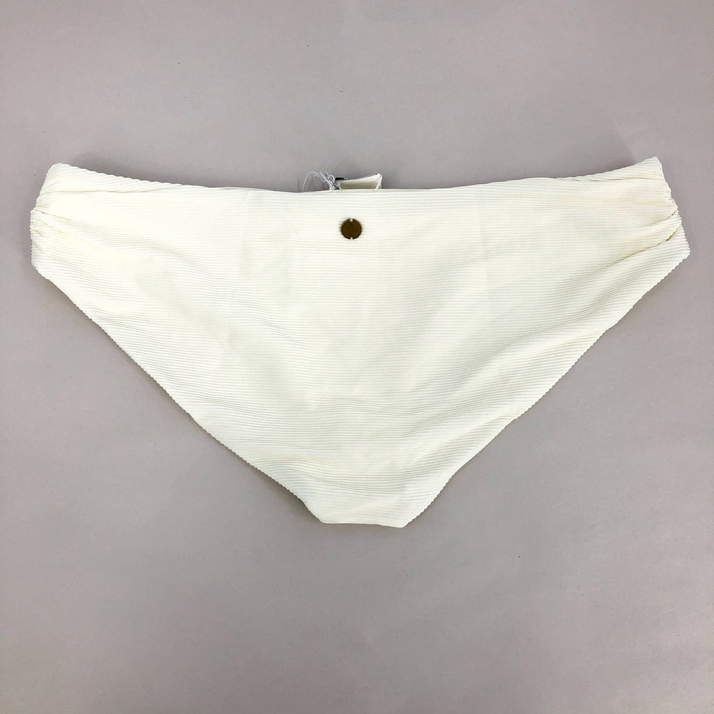 PRANA Women's Marta Bikini Bottom Large White Horchata Ottoman Ribbed Banded NWT