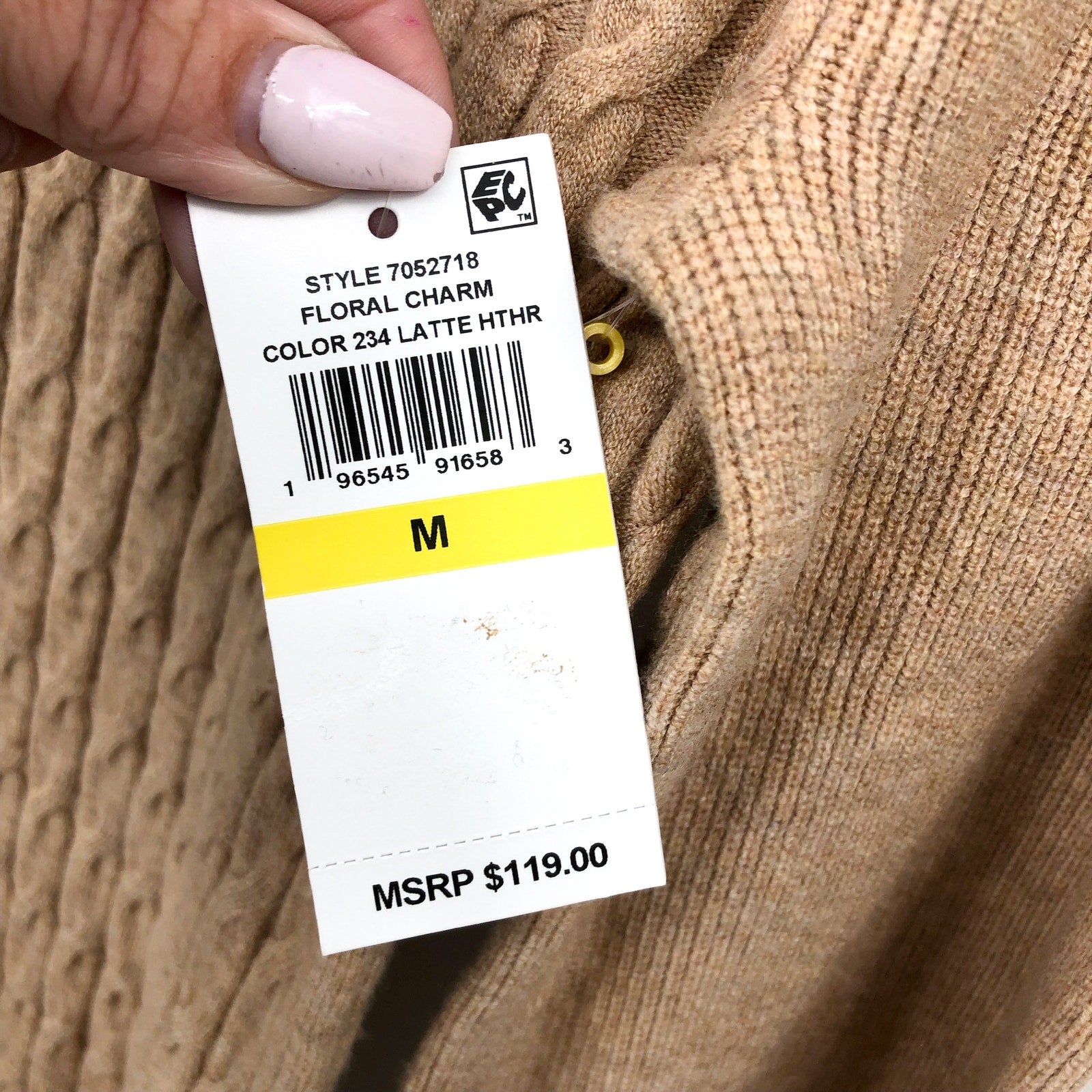 CECE Women's Cable Stitch Sweater Dress Medium Tan Mock Neck Long Sleeve NWT