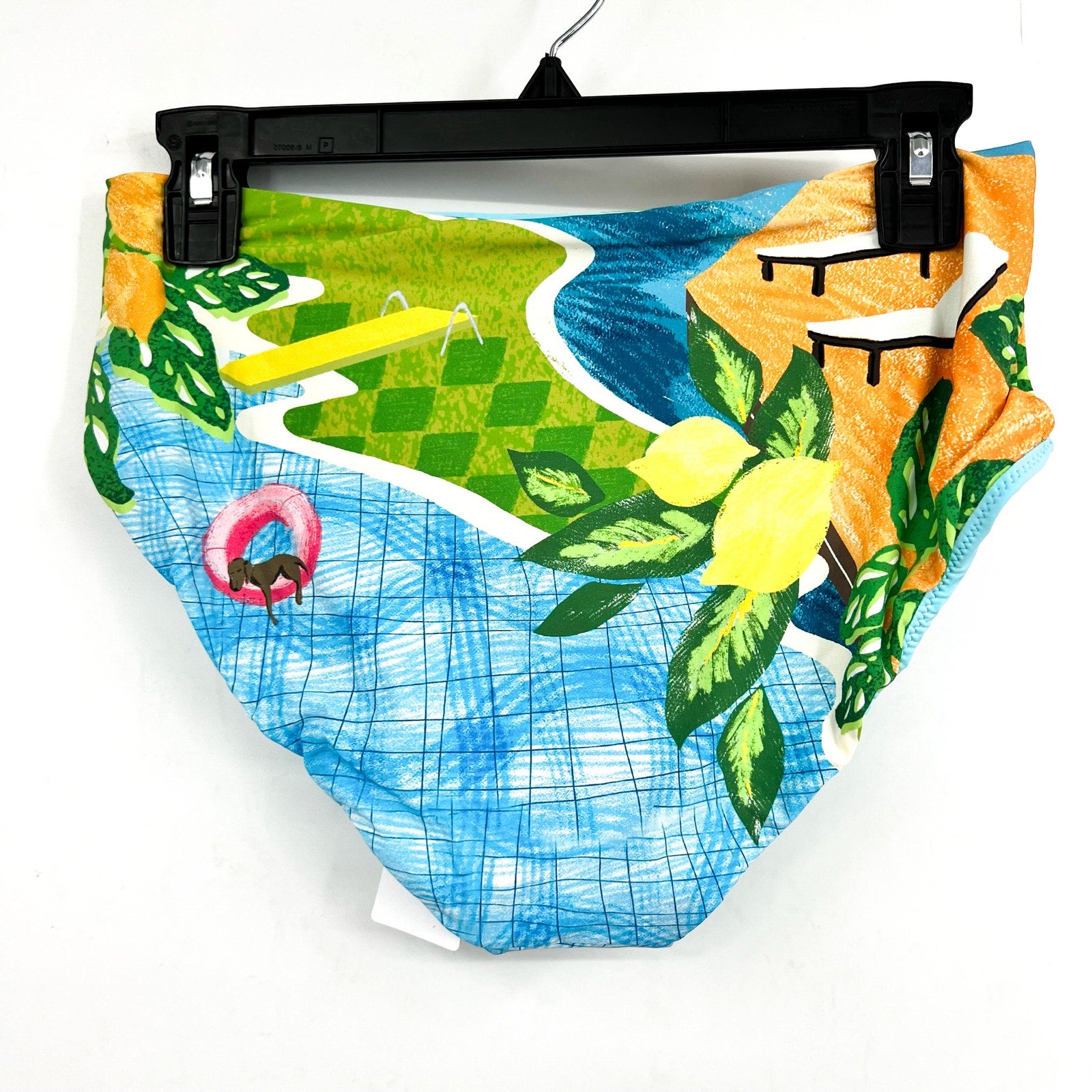 SEAFOLLY Womens Sunset Bikini Bottom Size 8 Turquoise Print High Waist Pant NWT