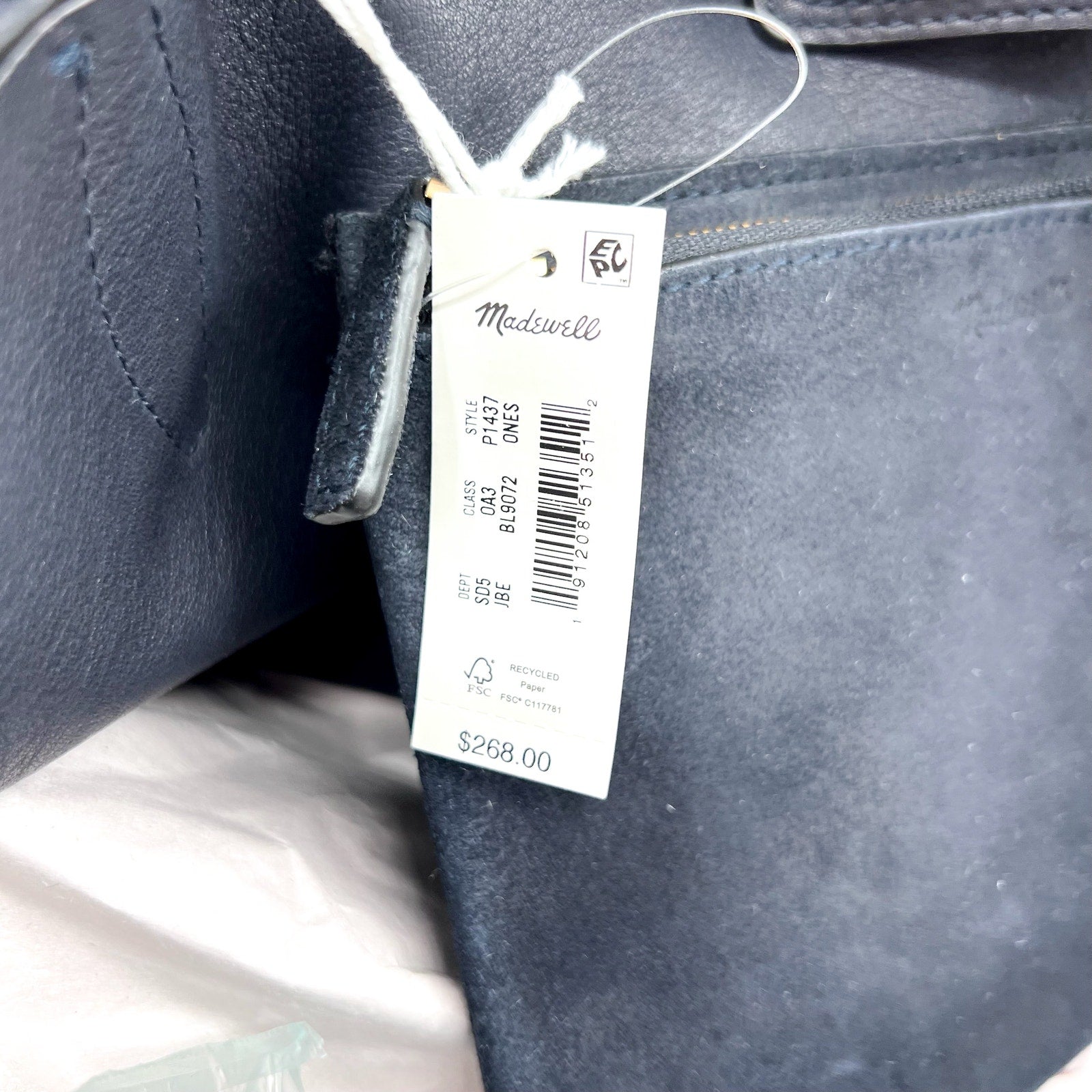 MADEWELL Women's The Oversized Shopper Tote Large Jet Blue Suede NWT