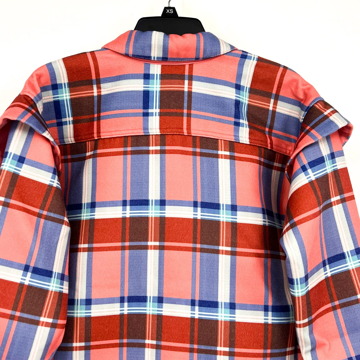 CANDACE CAMERON BURE Ruffle Sleeve Shirt Jacket XS Pink Blossom Plaid NWOT