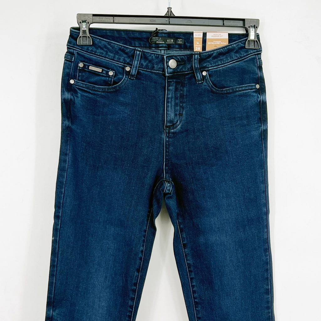 Prana Womens Sienna Skinny Jeans 28x31 US 6 Deep Blue Stretch Denim Mid Rise NWT