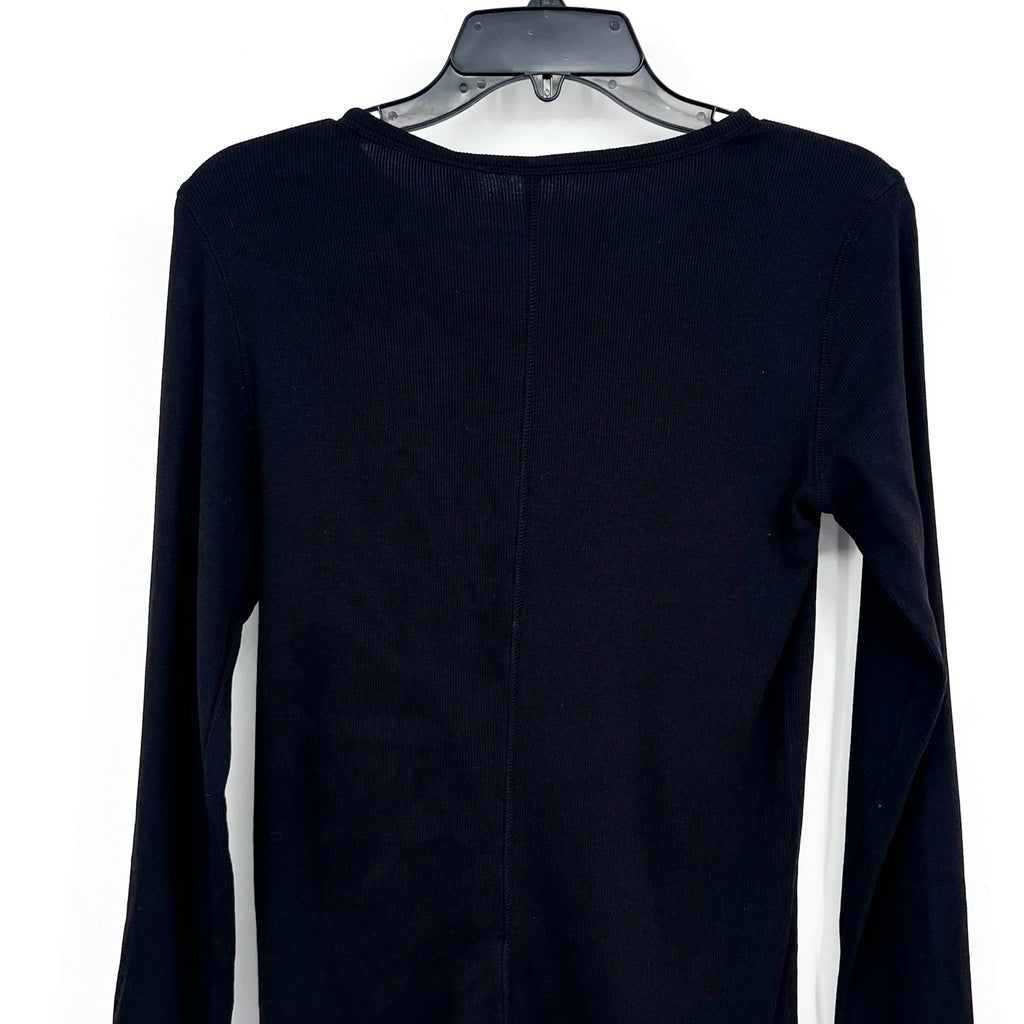 EVERLANE Womens The Luxe Rib Long-Sleeve Crew Tee Medium Black Supima Cotton NWT