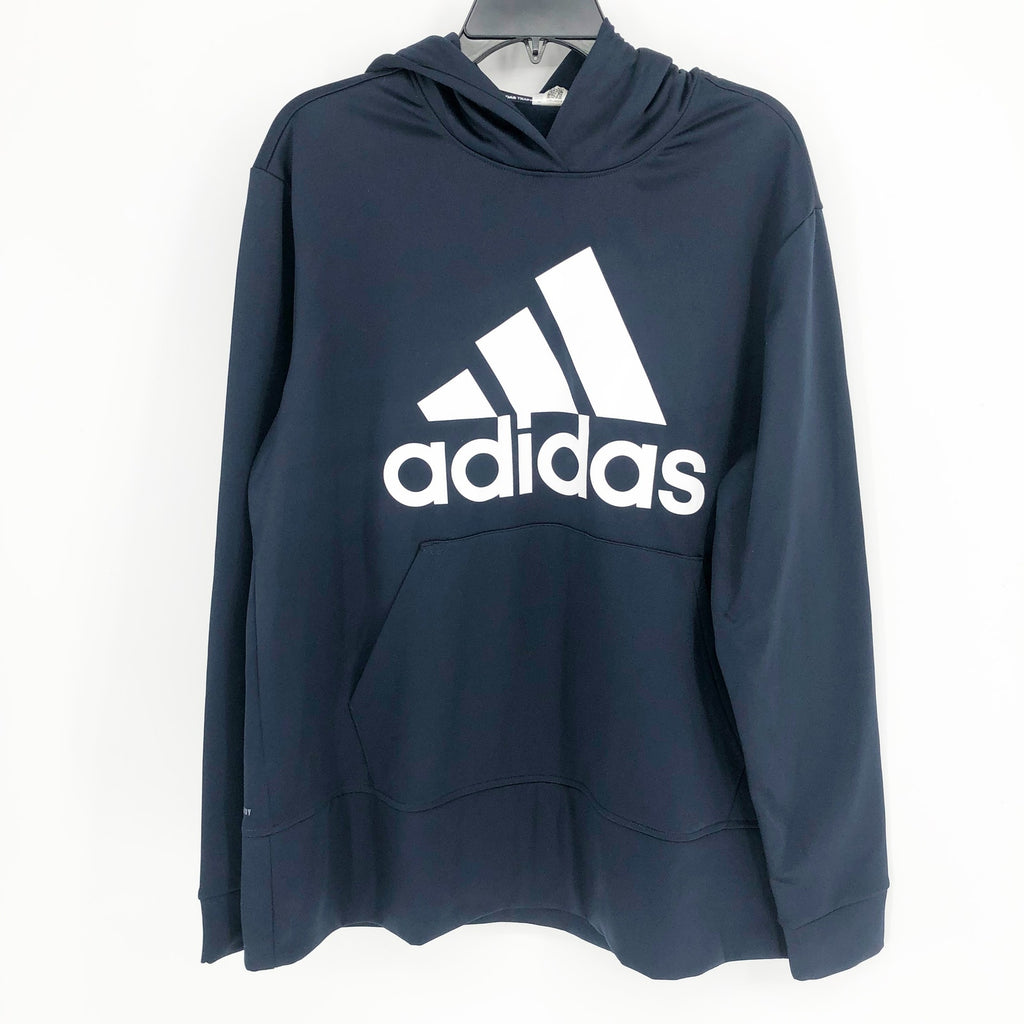 ADIDAS Women's Aeroready Big-Logo Hoodie 1X Navy Blue Sweatshirt NWT