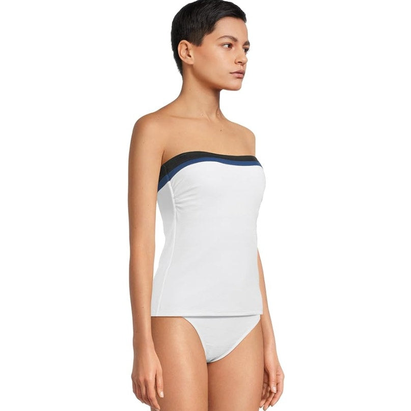 TOMMY BAHAMA Island Cays Colorblock Bandini Swim Top Medium White Blue NWT