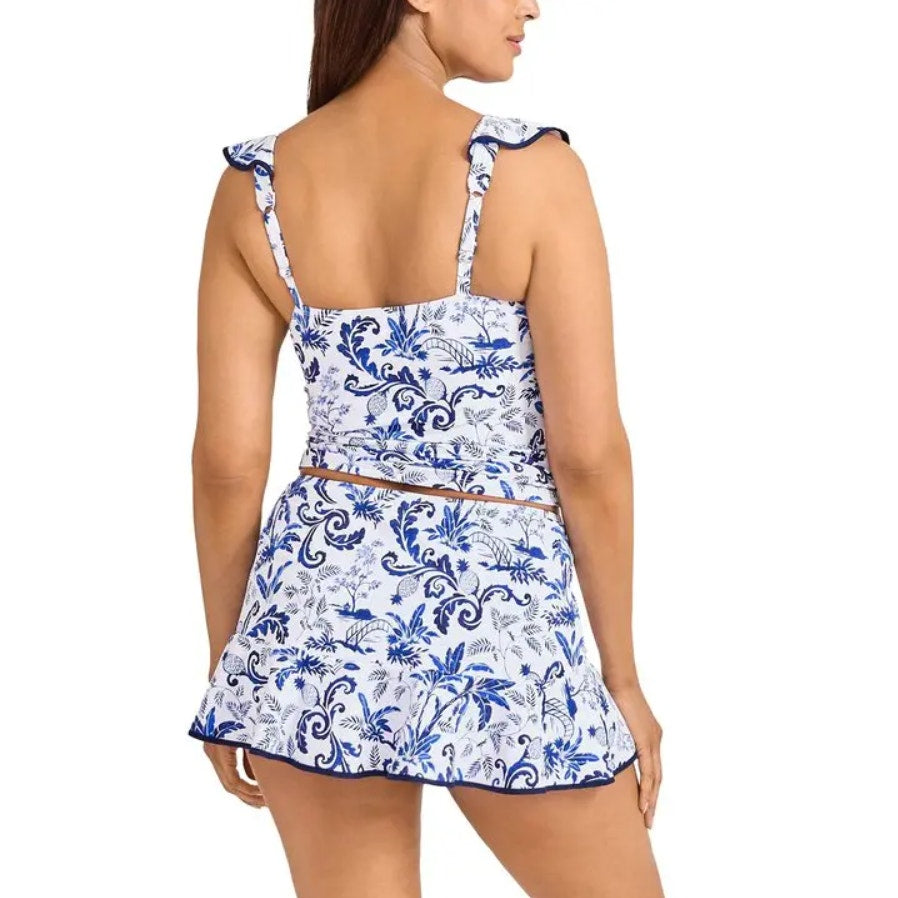 TOMMY BAHAMA Terazzo Tile Swim Skirt XS Blue White Print Mountain Bluebell NWT