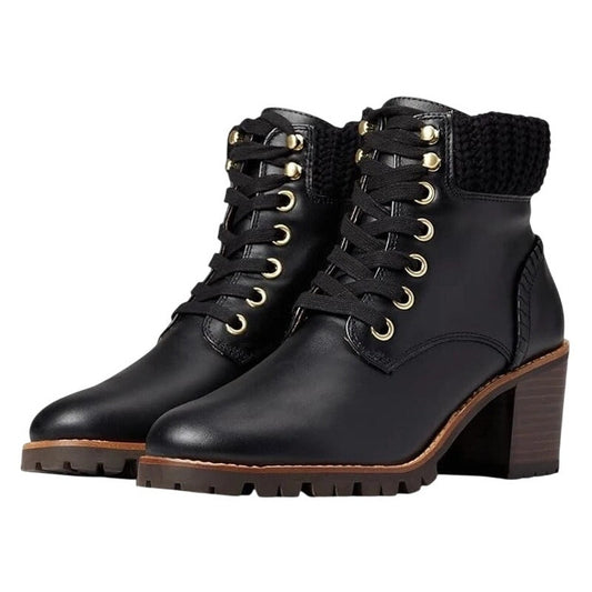 Jack Rogers Womens Harper Hiker Booties US 7.5 Black Leather Water Resistant NIB