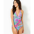 LILLY PULITZER Bliss Halter Tankini Top Size US 6 Pink Blue Cay to My Heart NWT