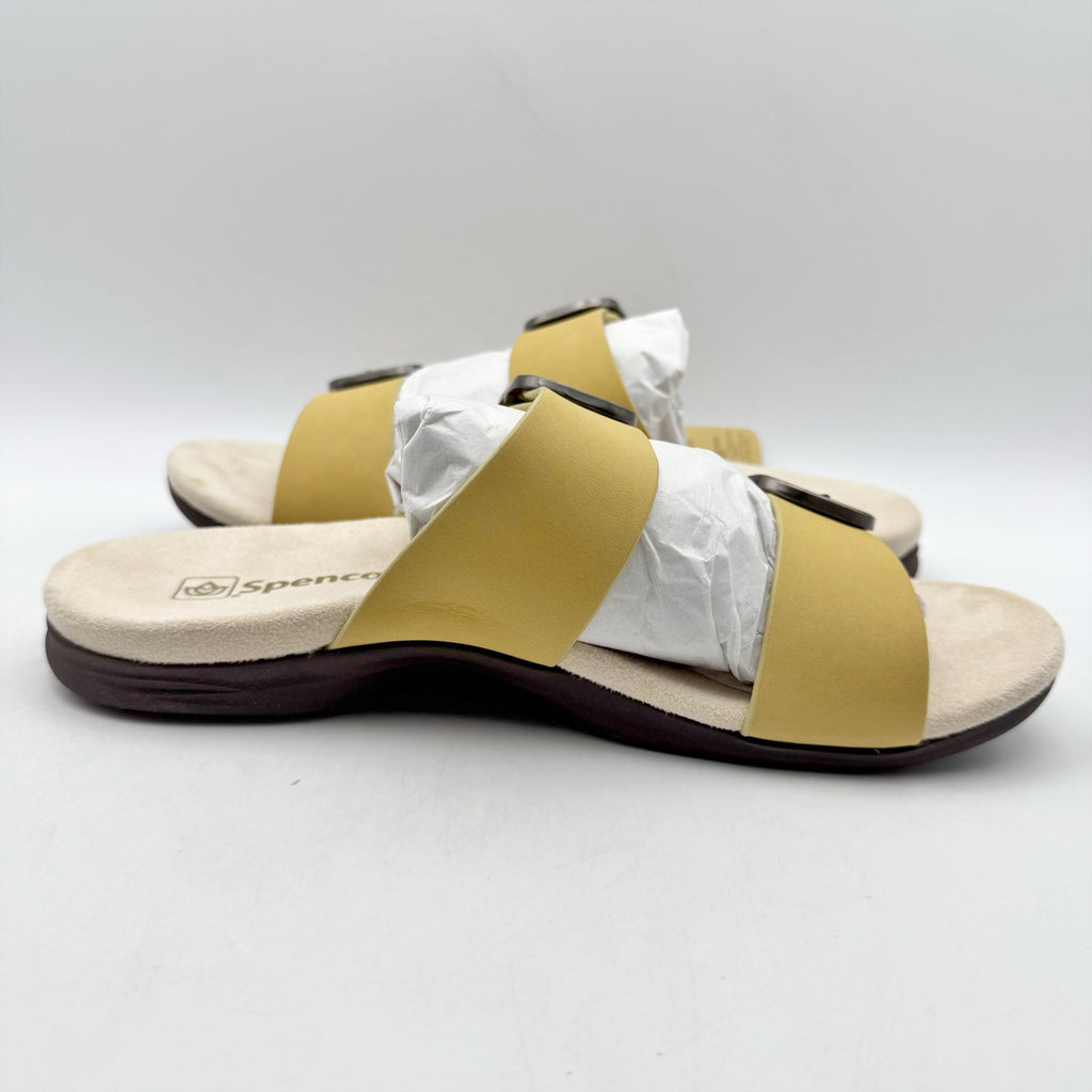 Spenco Womens Vista Slip On Sandals US 7.5 WIDE Yellow Leather Arch Support NIB