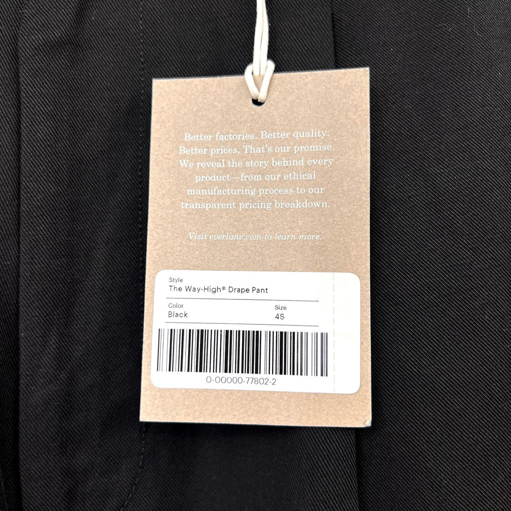 Everlane Womens The Way-High Drape Pants Sz 4 30" Inseam Pleated Black NWT
