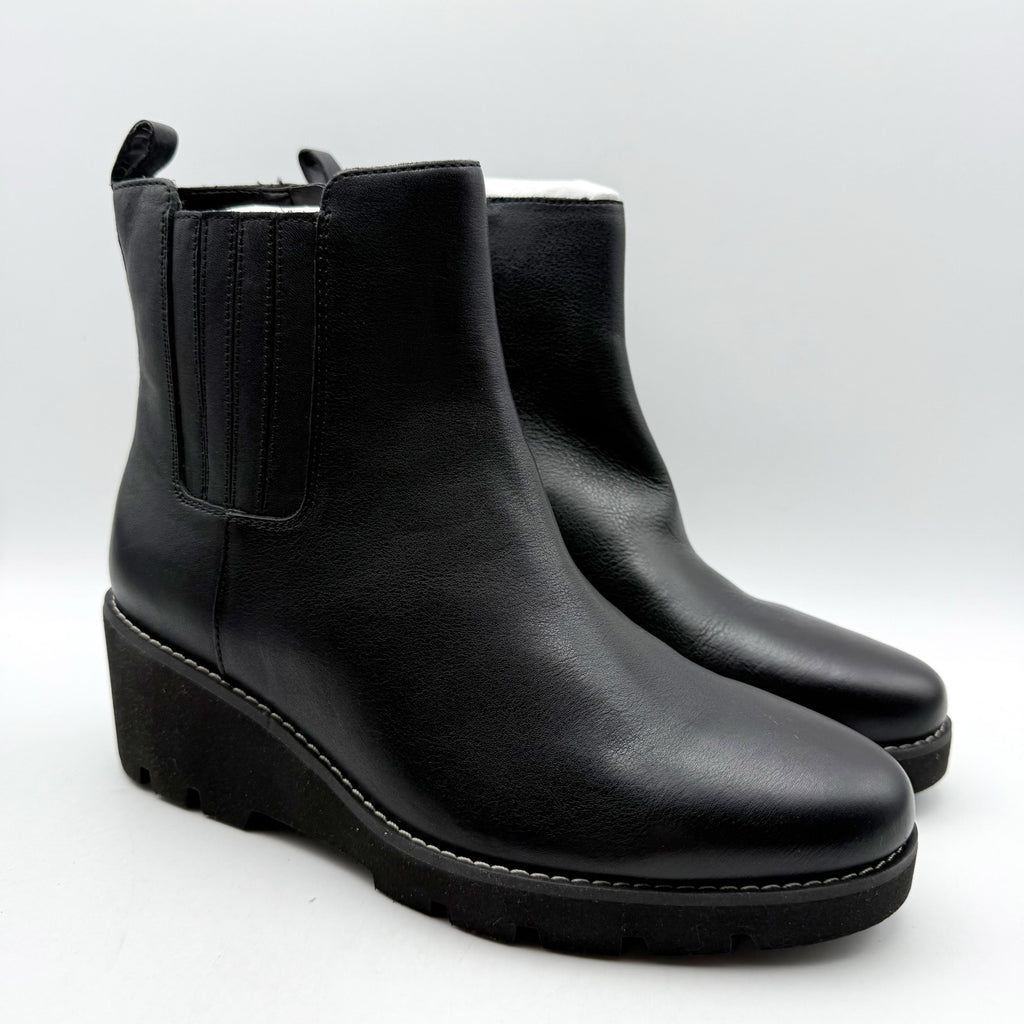 Vionic Womens Aria Ankle Booties US 8 EU 38.5 Black Leather NIB