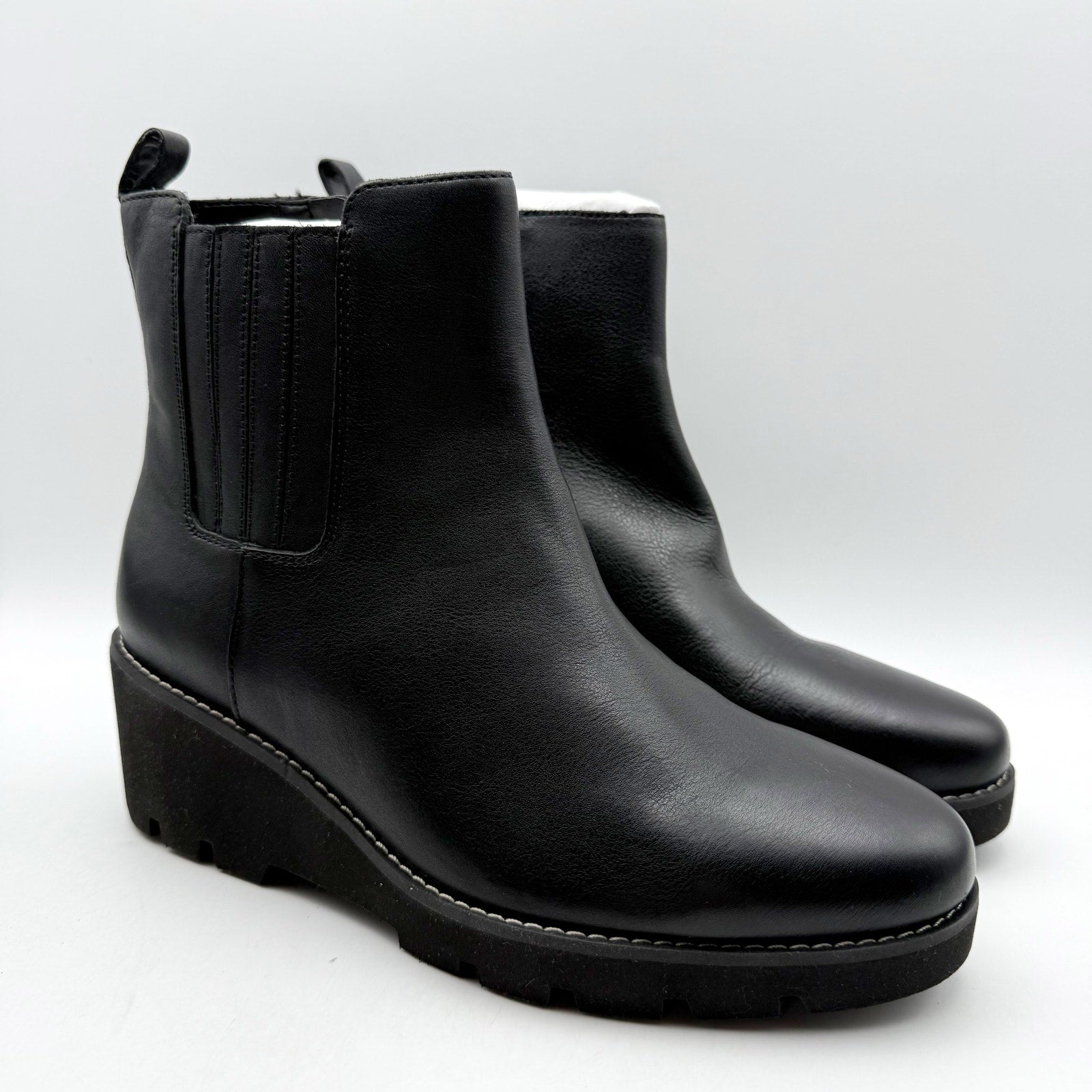 Vionic Womens Aria Ankle Booties US 8 EU 38.5 Black Leather NIB