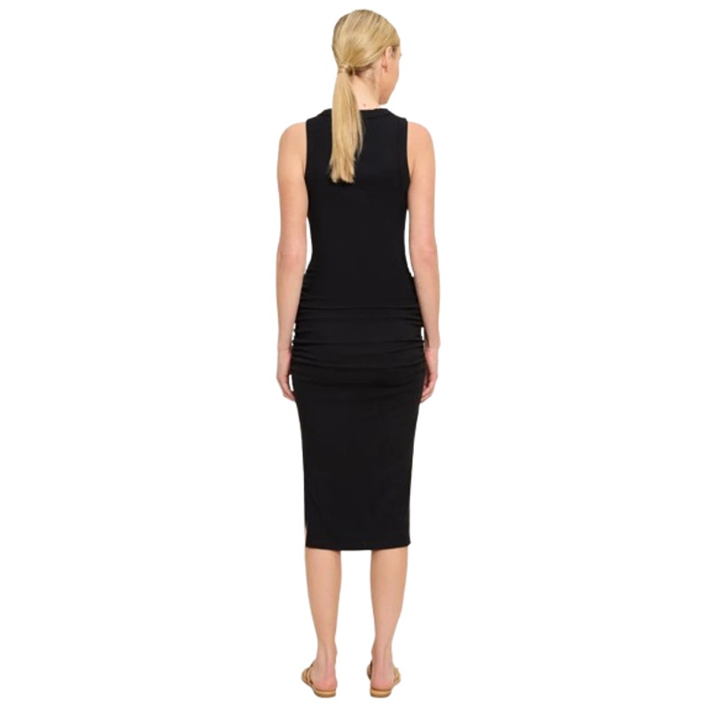 MICHAEL STARS Women's Wren Ribbed Midi Dress Large Black Stretch Sleeveless NWT