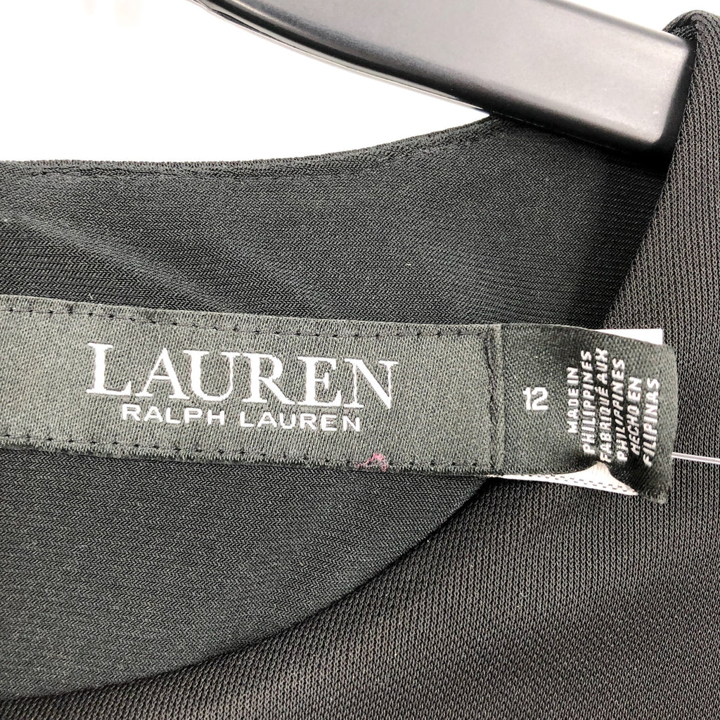 LAUREN RALPH LAUREN Women's Pleated Jersey Cocktail Dress Size 12 Black NWT