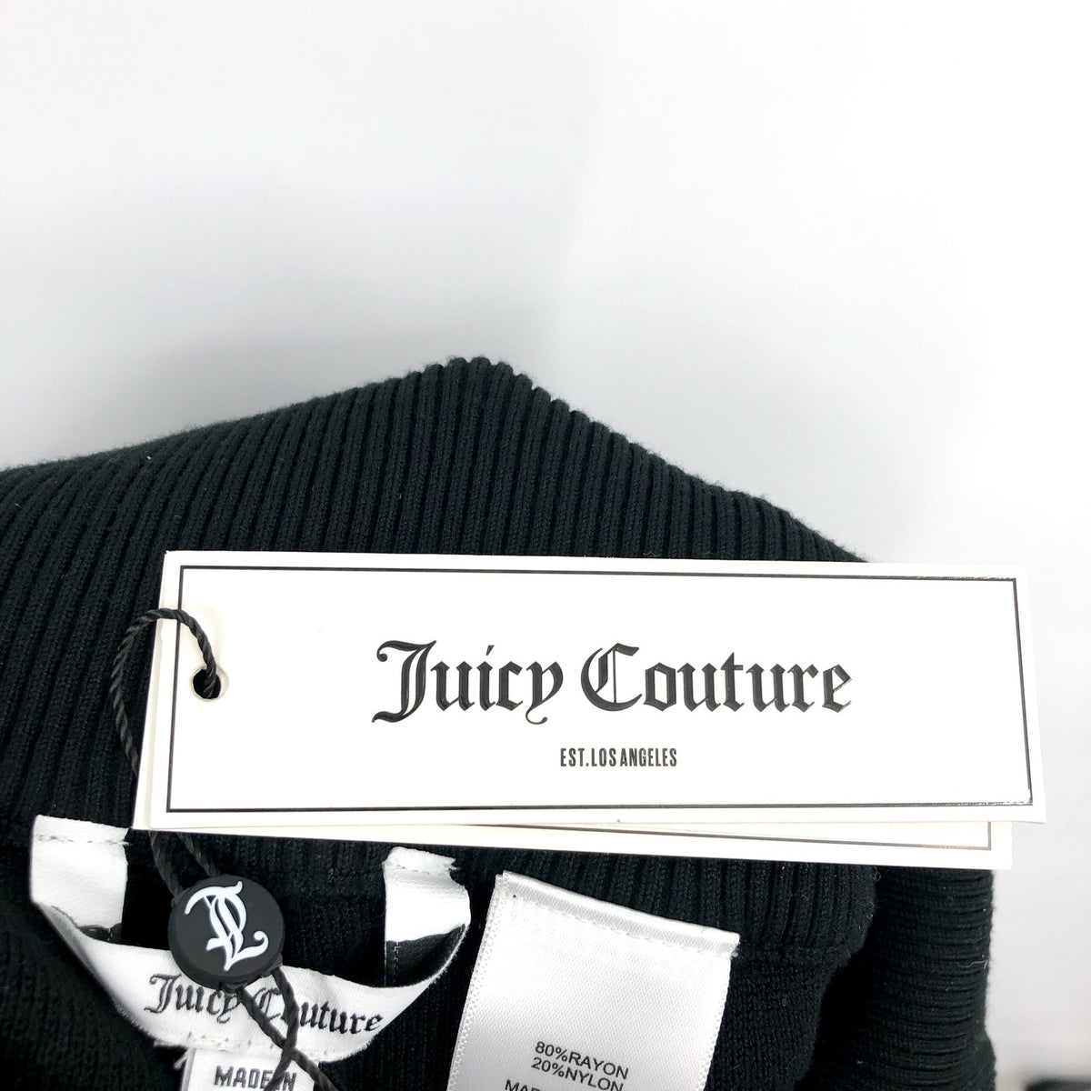 JUICY COUTURE Womens Low Rise Knit Flare Pants Large Black Sweater Fold Over NWT