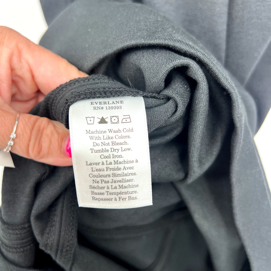 EVERLANE Women's The Dream Short-Sleeve Bell Dress Small Black Midi NWT