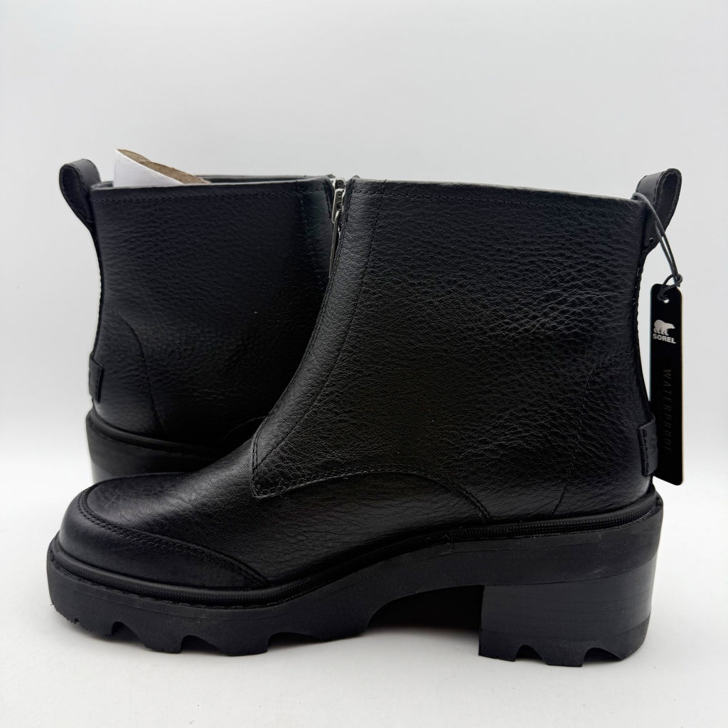 Sorel Womens Joan Now Zip Ankle Bootie Size 9 EU 40 Black Leather Waterproof NIB