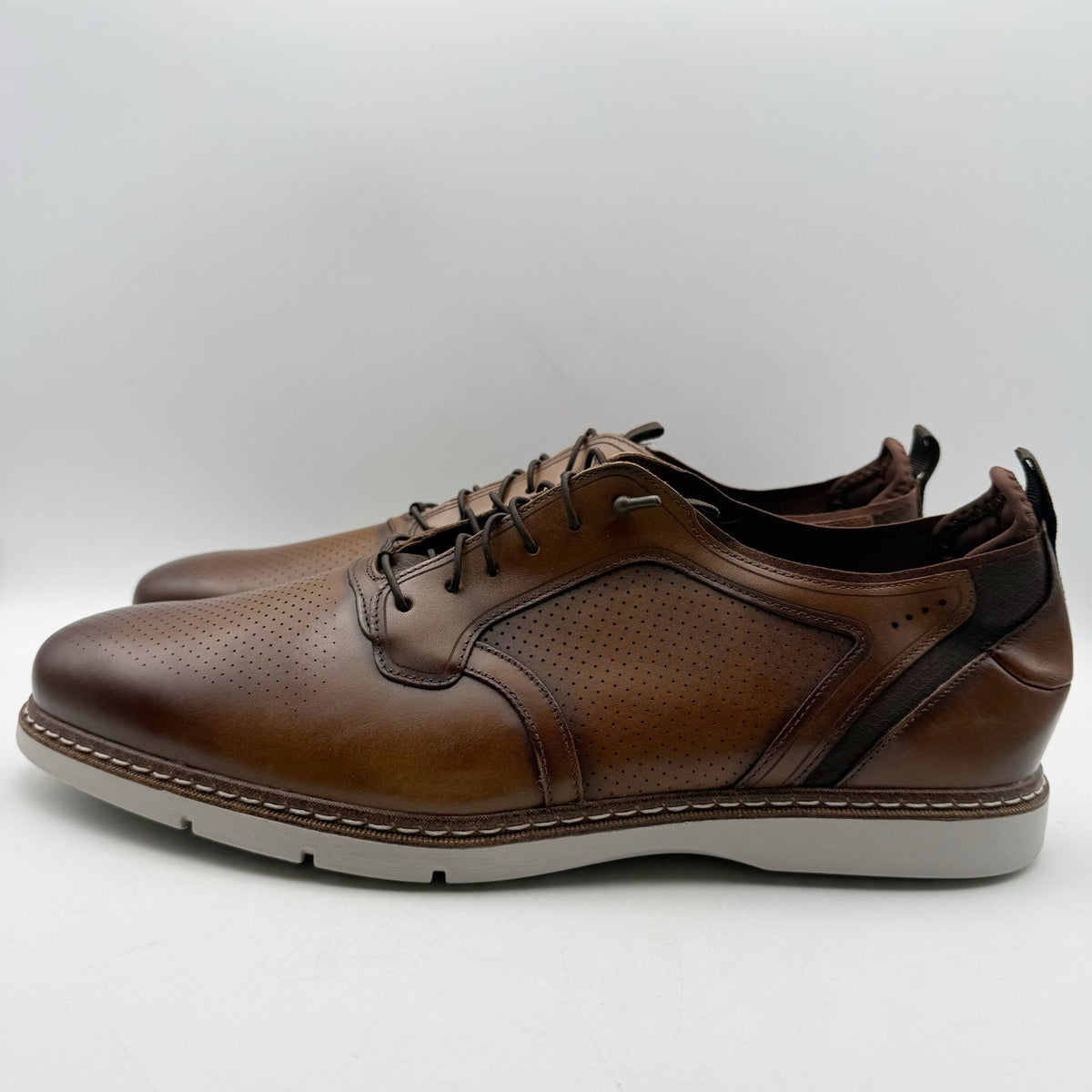 Stacy Adams Mens Sync Slip-On Oxfords Size 15 Wide Brown Leather NWOB