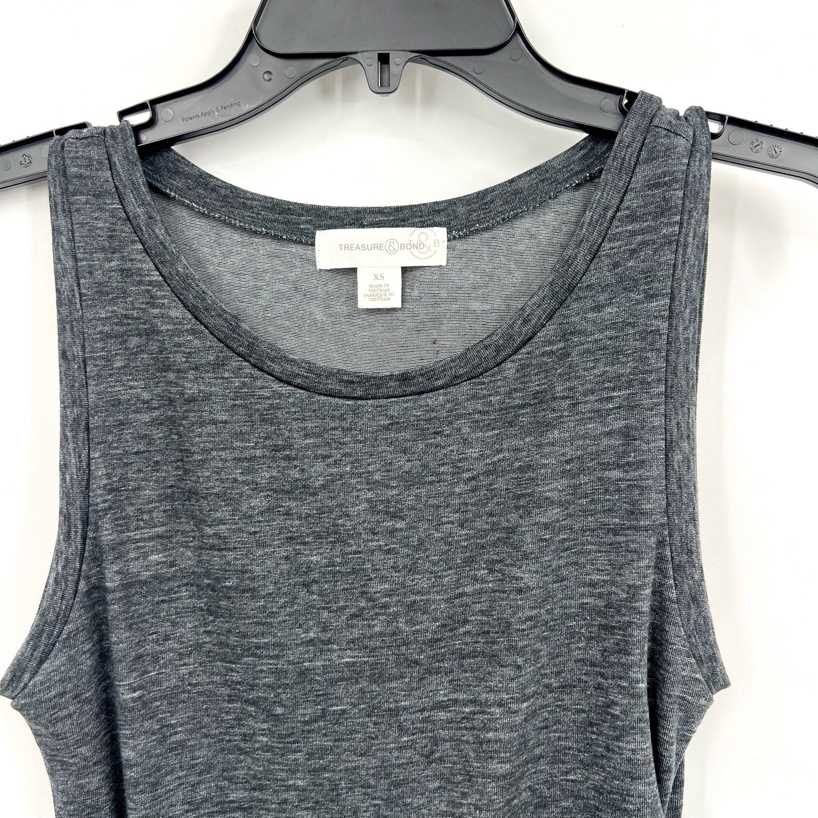 TREASURE & BOND Sleeveless Jersey Tank Dress XS Charcoal Gray Ruched NWOT