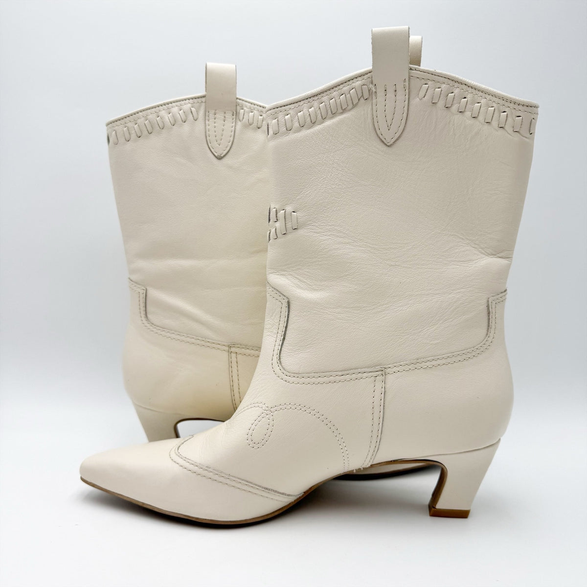 Dolce Vita Womens Tavla Short Western Boots Size 8.5 M Off White Leather NWOB