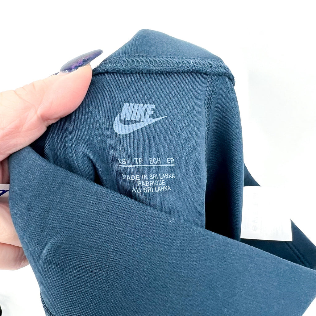 Nike Womens Logo Full Length Leggings XS Navy Blue Athletic High-Waisted NWT