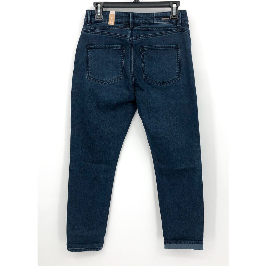 PRANA Women's Buxton Jeans Size 2 26x27 Deep Blue Stretch Mid-Rise Boyfriend NWT