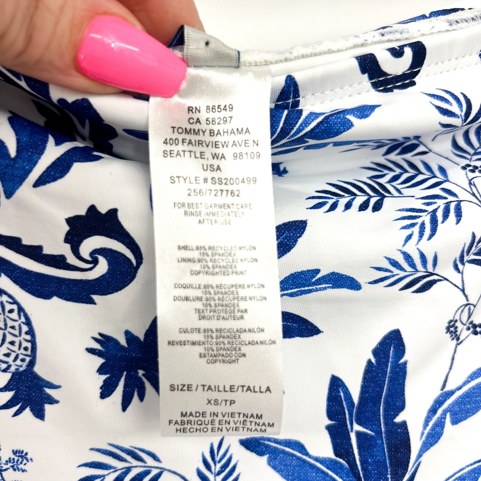 TOMMY BAHAMA Terazzo Tile Swim Skirt XS Blue White Print Mountain Bluebell NWT