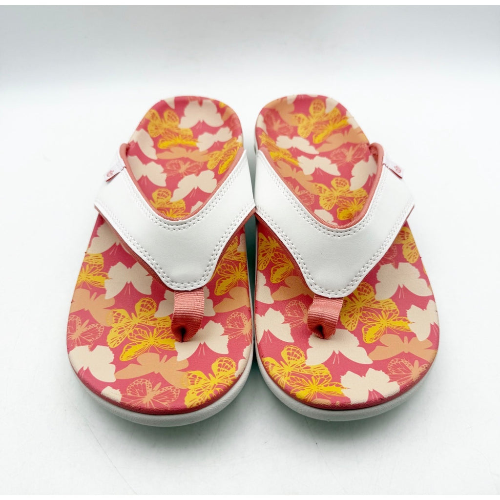 Spenco Women's Yumi Butterfly Sandals US 9 WIDE White Pink Coral Flip Flop NWT