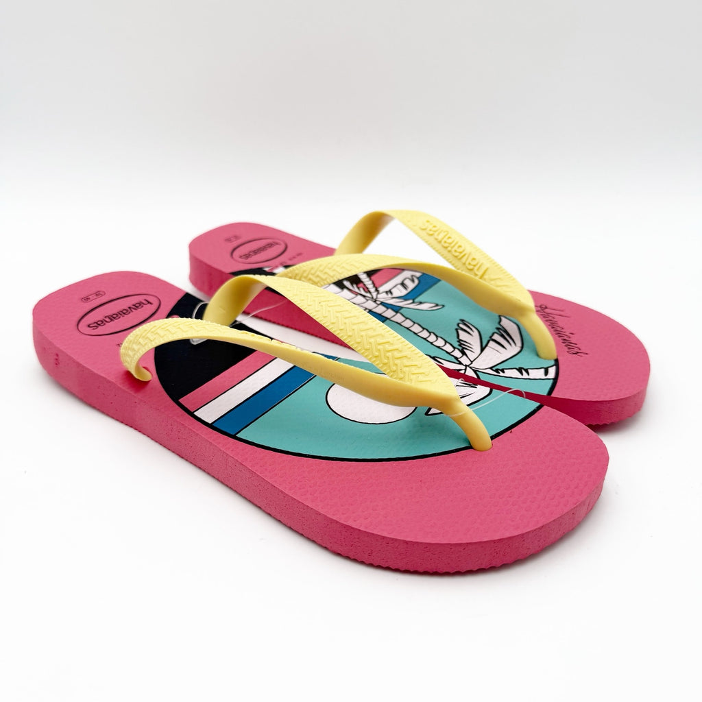 Havaianas Womens Top Vibes Flip Flops US 9-10 EU 39-40 Pink Tropical NWOB