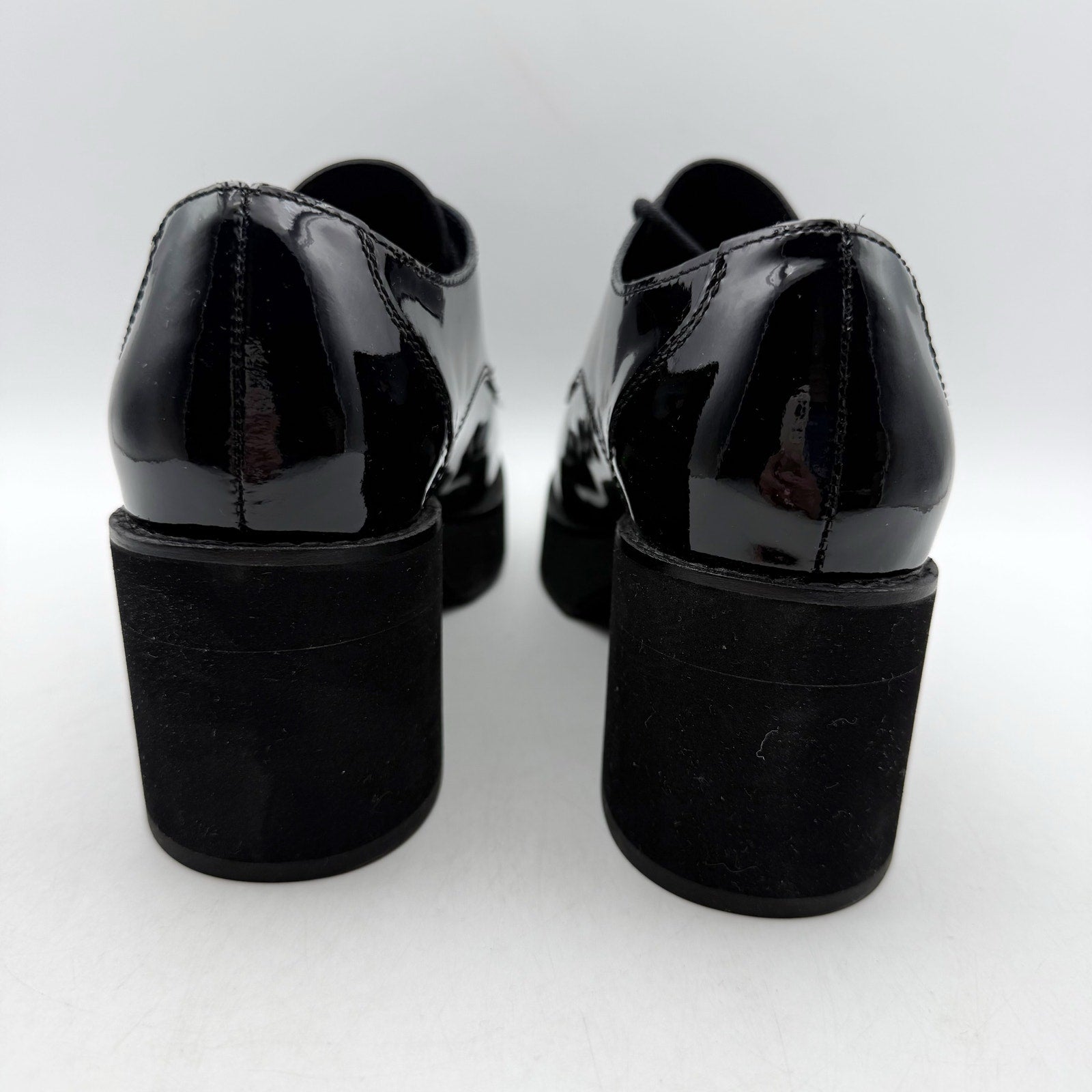 Eileen Fisher Womens Judd Derby Oxford Heel US 7.5 Black Patent Leather NWOB