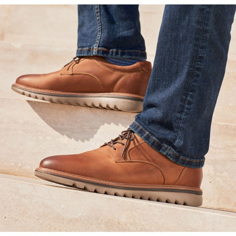 Johnson & Murphy Mens Braydon Plain Toe Dress Shoes 12 Wide Tan Leather NIB