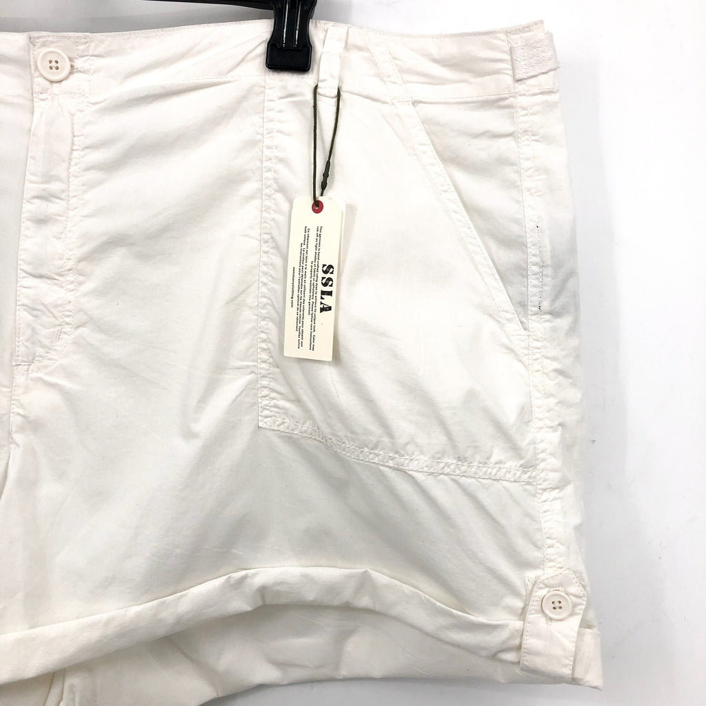 SANCTUARY Standard Cargo Shorts Womens 24W White Roll Cuff Patch Pocket NWT
