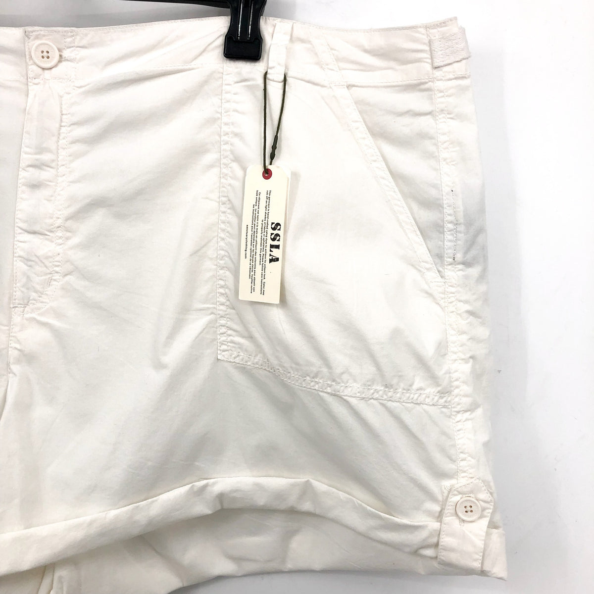 SANCTUARY Standard Cargo Shorts Womens 24W White Roll Cuff Patch Pocket NWT