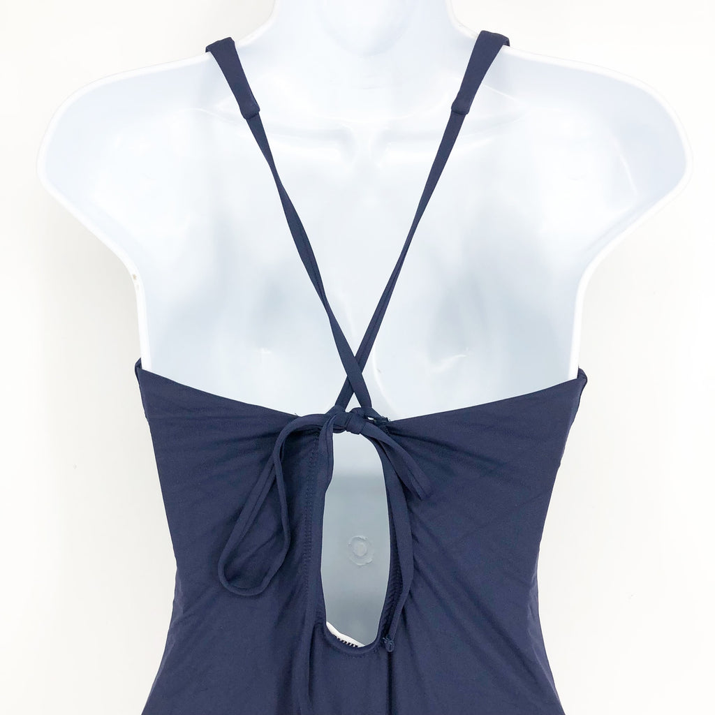 ANDIE SWIM Bali One Piece Swimsuit Medium Tall 8-10 Navy Blue Deep Plunge NWT