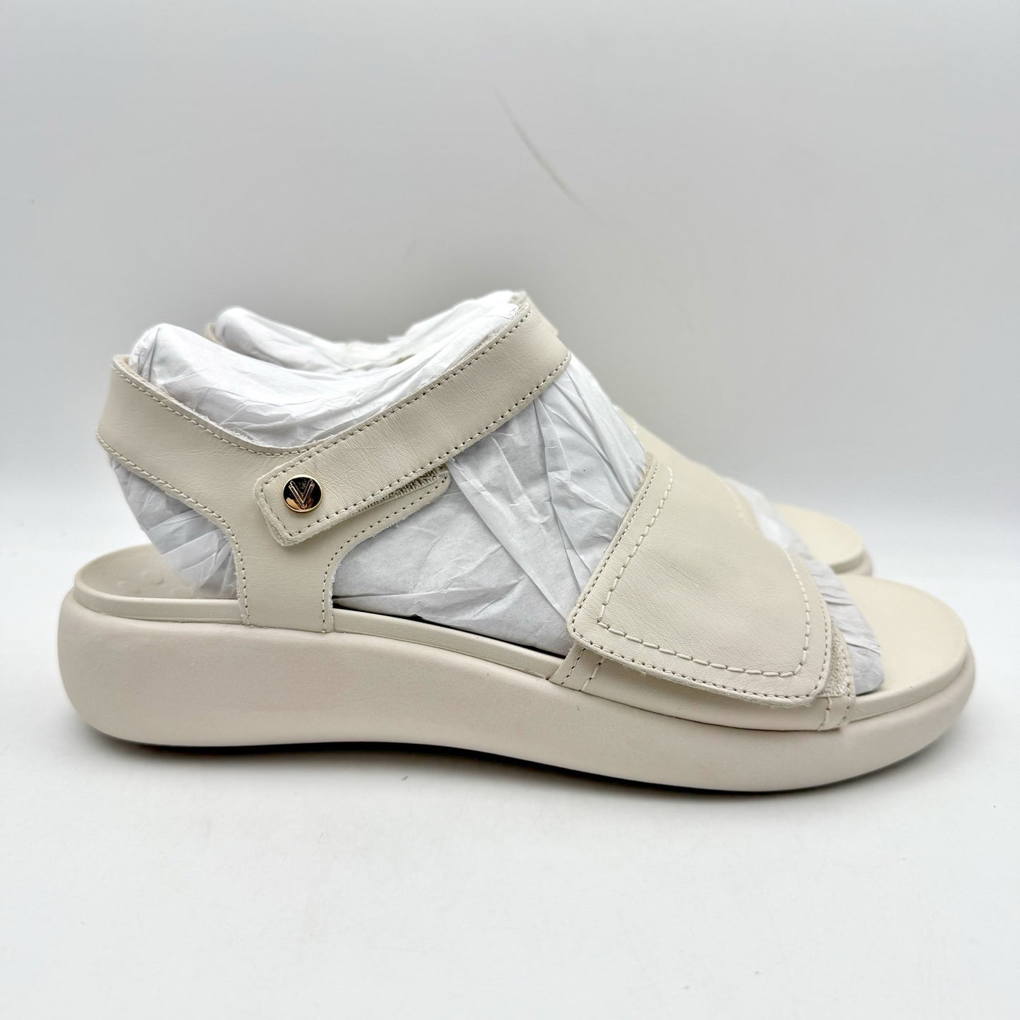 Vionic Womens Awaken Sandals US 8 Wide EU 38.5 White Cream Leather NIB